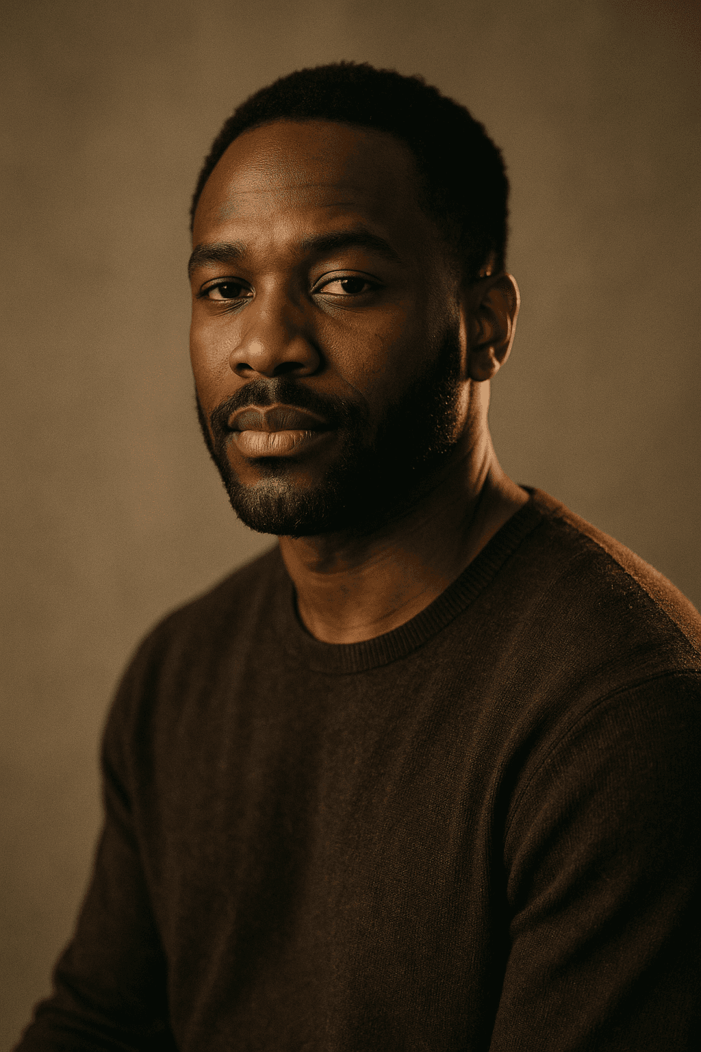 An AI-generated studio portrait